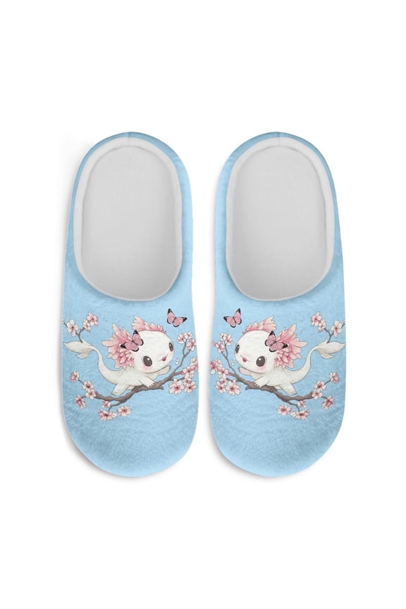 Cherry Blossom Cute Axolotl Bride Slippers Soft Plush Fuzzy Comfy Non Slip Indoor Outdoor House Shoes Warm Cozy Memory Foam Sole Lightweight Cute
