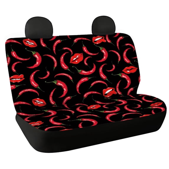 Chririnla Chili & Lip Print Car Back Seat Covers for Men, 2 Pcs Car Seat Covers Back Seat Stretchy Non-Slip Bench Backrest Protectors