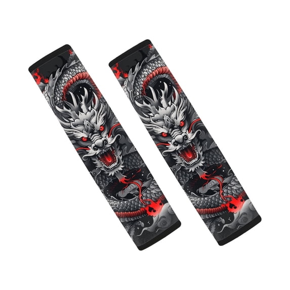 Chririnla Chinese Dragon Print Car Seat Belt Pads Non-Slip Quick Install Seat Belt Shoulder Pad, Waterproof Thick Compatible with SUV Truck Sedan