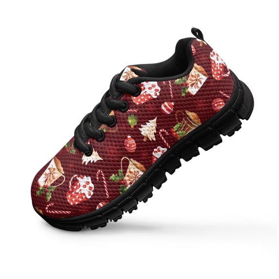Chririnla Christmas Cake Shoes for Girls Lace Up Sneakers Lightweight Cute Walking Shoes Casual Anti-Slip Athletic Running Shoe for Kids School Outdoor Travel