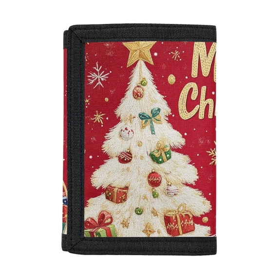 Chririnla Christmas Kids Clutch Wallet Featuring Christmas Tree Decoration , Large Capacity Stretch Polyester Coin Bag for Outdoor Sports
