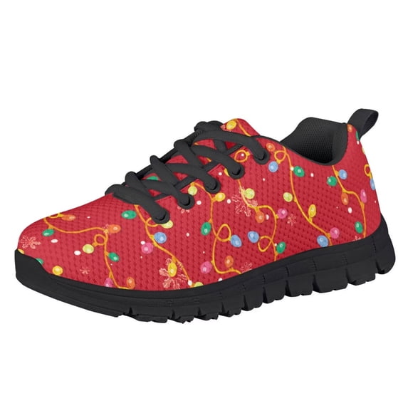 Chririnla Christmas Lights Shoes Size 12.5 Boys Girls Slip on Sneakers Lightweight Athletic Running Shoes School Knitted Mesh Trainer Lightweight