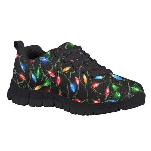 Chririnla Christmas Lights Shoes for Kids Slip on Tennis Running Shoes Size 4 Lightweight Fashion Sneakers Non Slip Lace up Sport Athletic Shoe