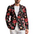 thumbnail image 1 of Chririnla Christmas Poinsettia Men's Suit Jacket One Button Dress Suit Dinner Sports Coats Tuxedo Blazer for Festival Party Dinner, 1 of 7