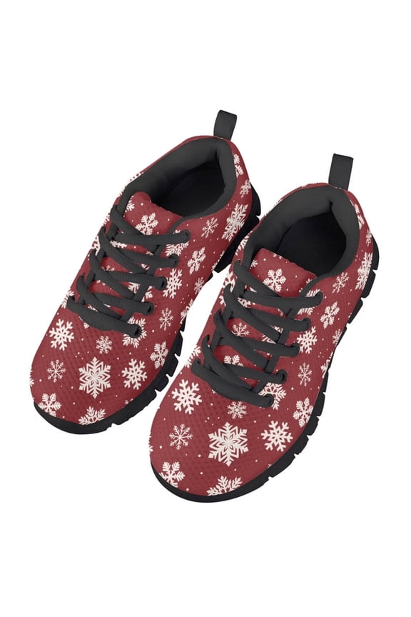 Christmas Snowflake Shoes Size 4 Kid Athletic Shoes Boys Girls Lace up Sneakers Lightweight Tennis Running Shoe Xmas Sneaker