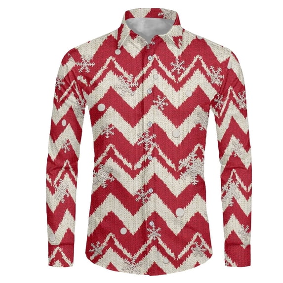 Chririnla Christmas Snowflake Stripe Shirts Button Up Hawaiian Shirts Long Sleeve Comfy T-shirt Workout Casual Blouse for Men