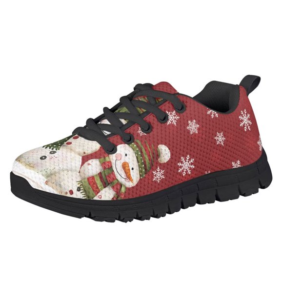 Chririnla Christmas Snowman Shoes for Kids Slip on Sneakers Boys Girls Tennis Running Shoes Lightweight Hiking Athletic Outdoor Sneakers Anti Slip