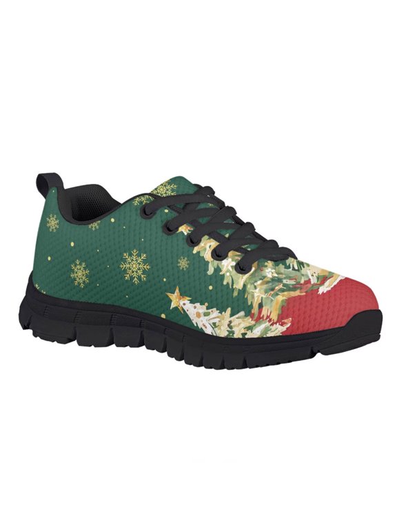 Christmas Tree Shoes for Girls Kids Non-Slip Athletic Sport Trainer Breathable Lightweight Tennis Running Shoes Holiday Costume Outfit