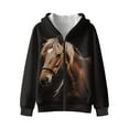 thumbnail image 1 of Chririnla Classic Horse Fuzzy Hooded Sweatshirt for Boys and Girls - Lightweight Comfy Casual Pullover with Pockets for Fall and Winter Outdoor Wear, 1 of 7