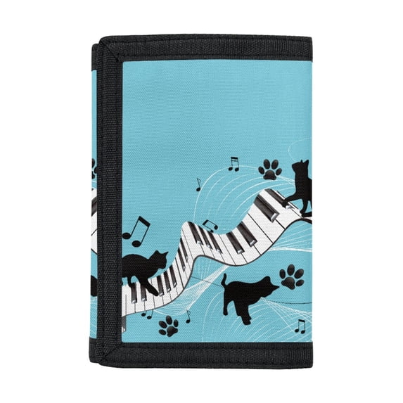 Chririnla Coin Bag Black Cat Musical Pattern Waterproof Small Purse for Travel, Polyester Compact Children's Wallet