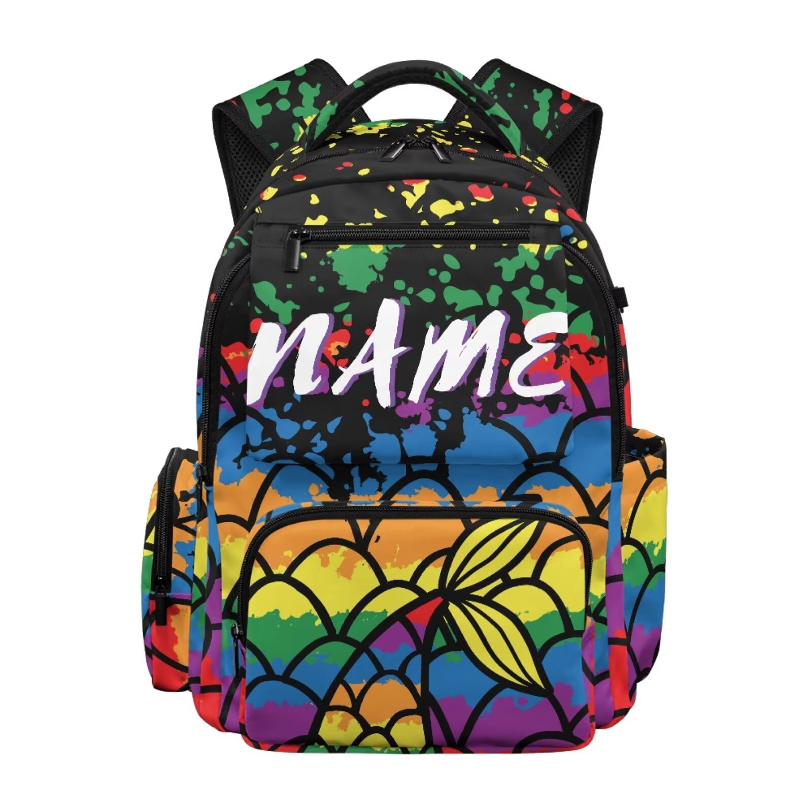 Chririnla Color Fish Scale,Custom Name Print School Backpack Backpack for Boy Girl,Students School Bag 17 Inch School Bag Teenager Laptop Bag for Travel