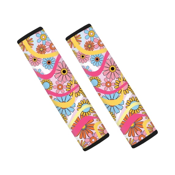 Chririnla Colorful Floral Confetti Seat Belt Shoulder Pad 2 PCS Car Seat Belt Pads Waterproof Skin-Friendly Suitable for Auto Cars