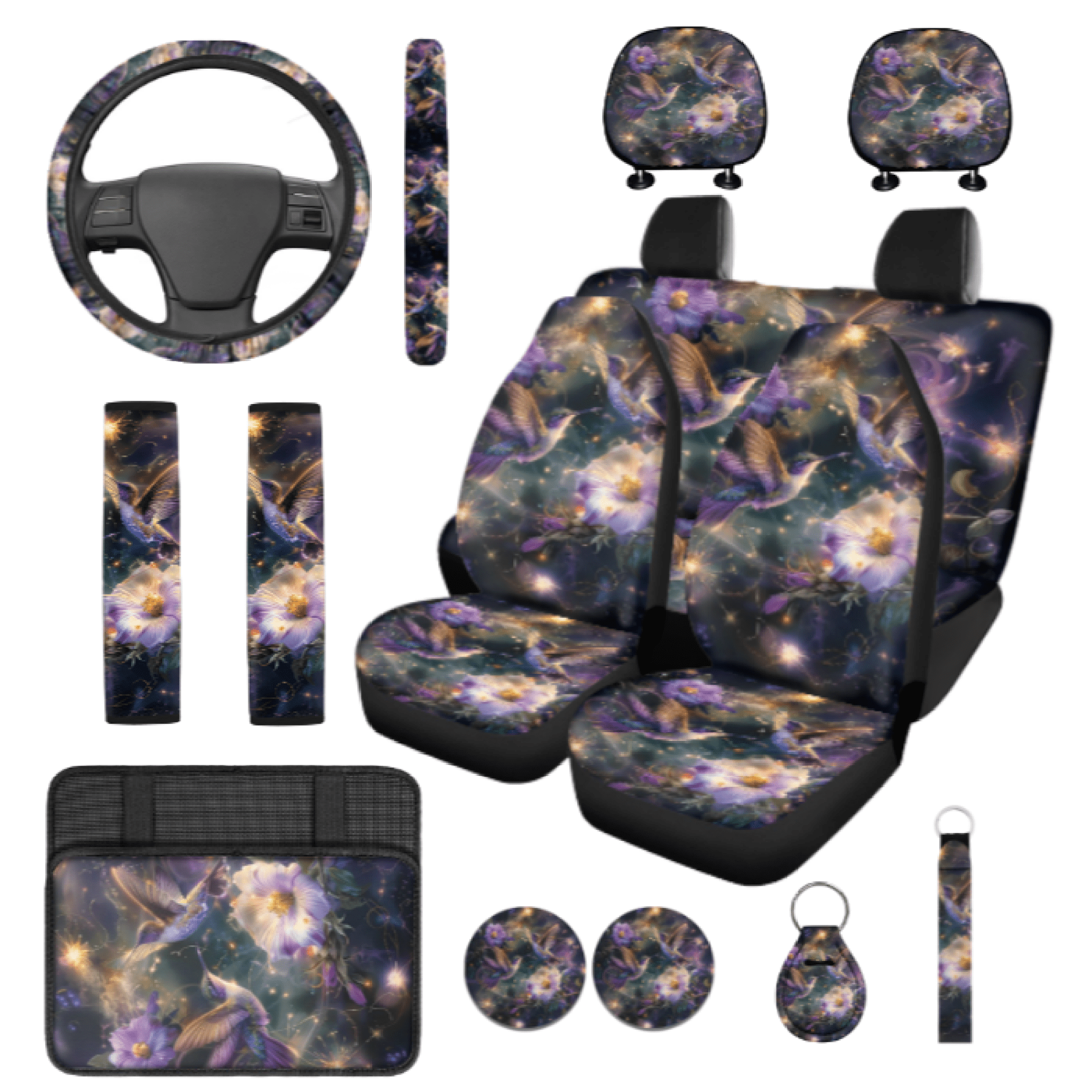 Chririnla Colorful Hummingbird and Flower Pattern Auto Seat Cover Set ...