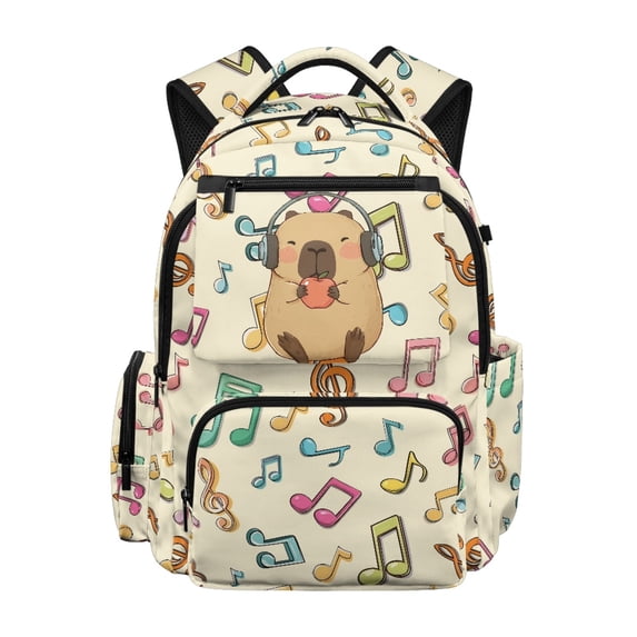 Chririnla Colorful Music Note Print Lightweight Bookbags with Large Capacity Padded Adjustable Strap School Bag, traspirante 17 Inch School Backpack for Daily Use Back to School