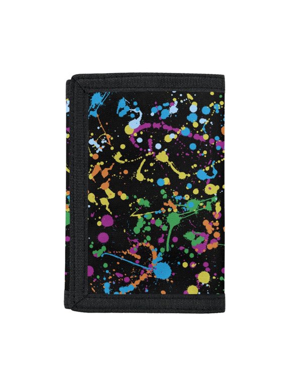 Colorful Paint Splatter Coin Pockets for Sports, Elastic Polyester Moneybag Organizer with Zipper Closure Portable Little Boys Wallet