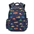 thumbnail image 1 of Chririnla Colorful Vehicles Art School Backpacks with Multi-Pocket Multi Pockets Casual Daypack, Lightweight 17 Inch Bookbag for Elementary School Daily Use, 1 of 10