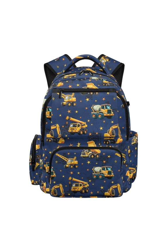 Construction Vehicle School Bookbag with Large Capacity Lightweight Kids Backpack, Durable 17 Inch Toddler Bookbag for Back to School Travel Camping