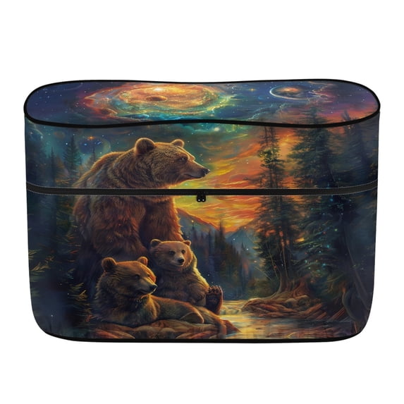 Chririnla Cosmic Bear Family Art Propane Tank Cover Durable for Camping Travel, Polyester Waterproof Soft Dual Propane Tank Cover RV Trailer