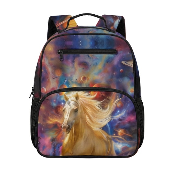 Chririnla Cosmic Horse Galaxy 2 Side Mesh Pockets Toddler Backpack for ...