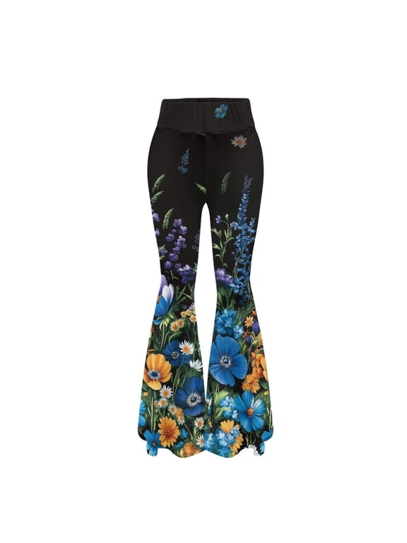 Cottagecore Moth Mushroom Flare Leggings for Women High Waisted Bootcut Wide Leg Yoga Pants Bell Bottom Casual Tummy Control Workout Pants