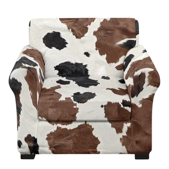 Chririnla Cow Print Arm Chair Covers 2 Piece Sofa Chair Cover Brushed Chair Slipcovers with Stretch for Living Room