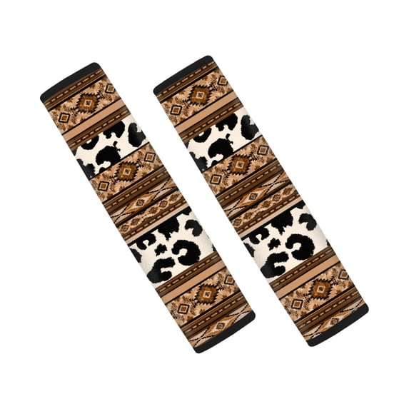Chririnla Cow Print Pattern Car Seat Belt Pads Reduce Friction Seat Belt Shoulder Pad Heat Insulation Universal Compatible with Van Auto