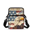 thumbnail image 1 of Chririnla Crossbody Bag Eagle American Flag Print Portable Crossbody Bags for Work, Stretch Polyester Lightweight Cell Phone Messenger Bag, 1 of 7