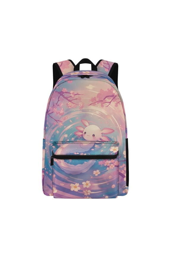 Cute Axolotl Sakura Boy's School Bag School Backpack Kid's Shoulder Bagpack for Children