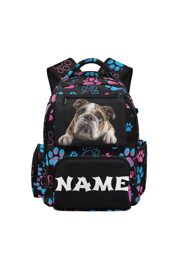 Cute Dog School Backpack for Boys College Students Custom Name Pattern Backpacks Travel Ruckpack Soft 17 Inch Bookbag Back to School