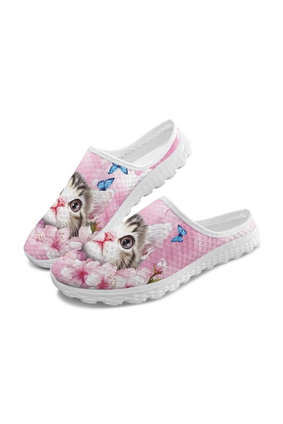 Cute Dog Theme Womens Slip On Mules Shoes Comfortable Flat Loafers Slip On Fashion Sneakers Breathable Close Toe Mules Ladies Mother Garden Clogs
