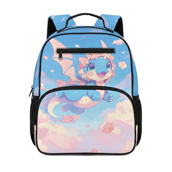 Chririnla Cute Dragon Print Preschool Backpack Polyester Adjustable Strips Lightweight Preschool Kids Polyester School Bag for Boys