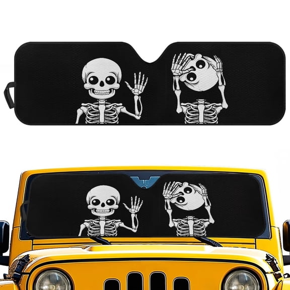 Chririnla Cute Skeleton Windshield Sunshade for Wrangler,Starfish Sun Visor Windshield Shade Blocks UV Rays,Heat Shield Compatible with Wrangler TJ JK JL 2/4 Door Custom Fit Women Men