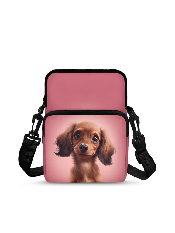 Dachshund Dog Decoration Portable Cross-Body Bag Phone Case, Polyester Single Shoulder Purse Lightweight Crossbody Purse for Travel Shop