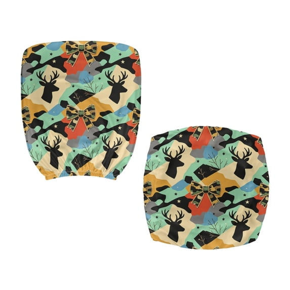 Chririnla Deer Bow Pattern Computer Office Chair Cover, 2 Pcs Swivel Chair Cover Stretch Dustproof Desk Rotating Chair Slipcovers for High Back Chair