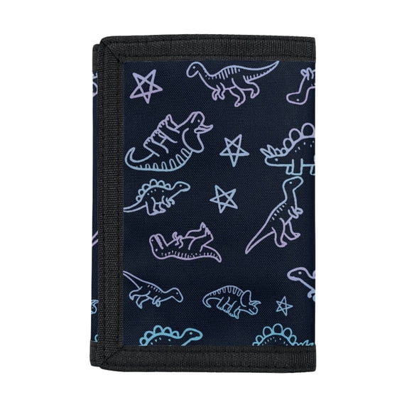 Chririnla Dinosaur Star Kids Trifold Card Wallet, Lightweight Polyester Foldable Children's Pouch for Travel and Sports