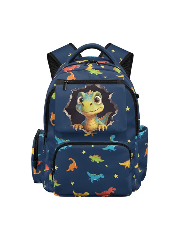 Dinosaurs Backpack for School Boys 8-9 Elementary School Backpack 17 Inch Kids Bookbag with Front Pocket Large Capacity Primary Middle School Bag
