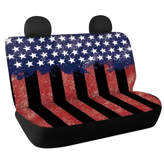 Chririnla Distressed American Flag Print Car Rear Seat Covers for Women, 2 Pack Car Back Seat Covers Non-Slip Waterproof Bench Seat Cover Replacement