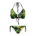 thumbnail image 1 of Chririnla Distressed Jamaica Flag Halter Neck Bikini Set Sexy Two Piece Triangle Swimsuit with Tie Side - Perfect for Beach Vacation & Pool Party, 1 of 9
