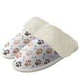 thumbnail image 1 of Chririnla Dog Paw Plush Slippers for Women Casual Bone Print House Slippers with Fur Edges Warm Plush Slippers for Indoor& Outdoor, 1 of 7