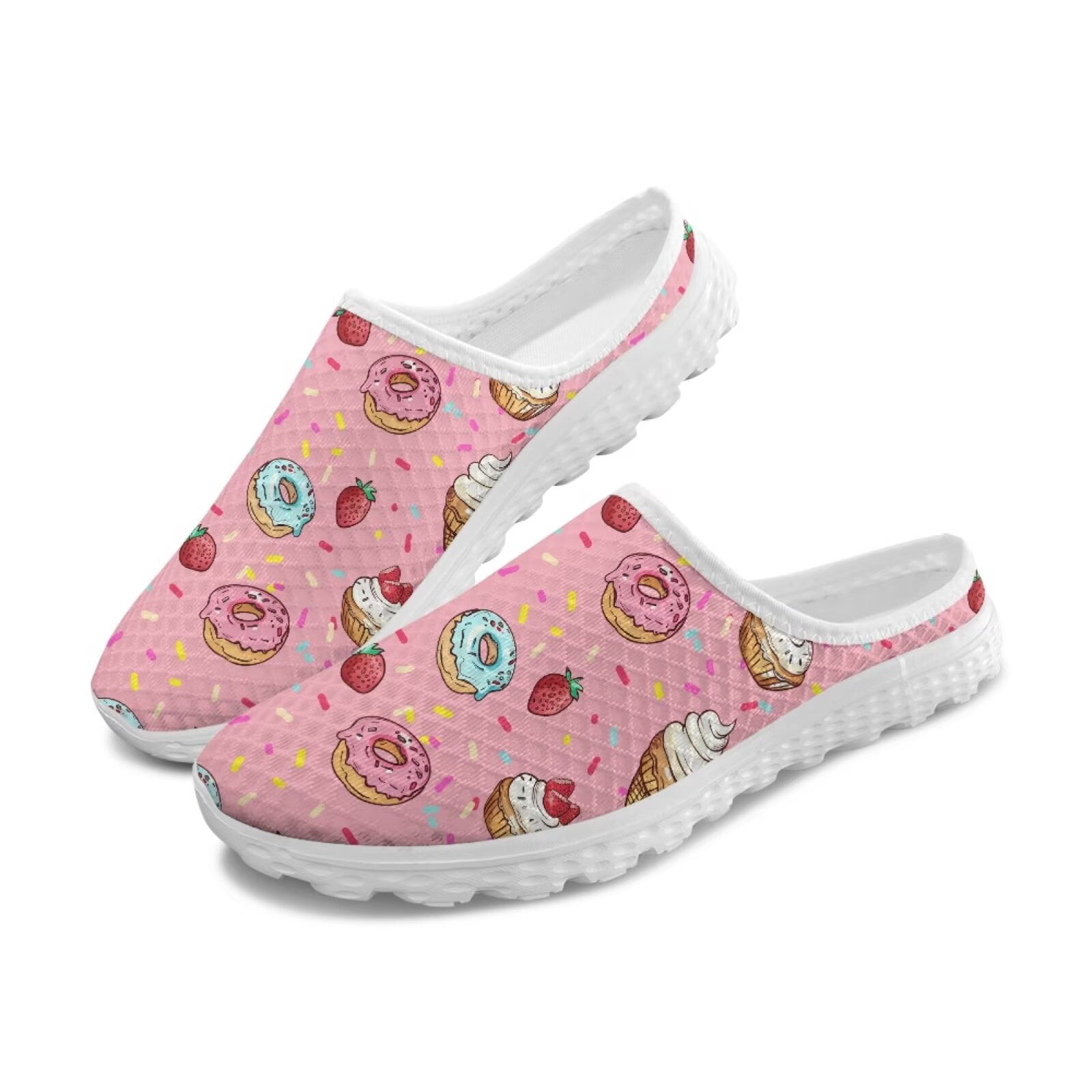 Chririnla Donut Strawberry Cake Womens Shoes Mule Sport Slip on Casual ...