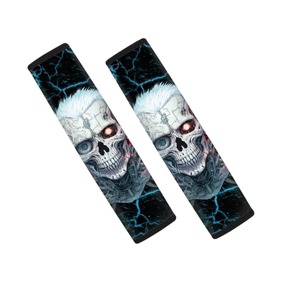 Chririnla Dual-Tone Skull Harness Pad Soft Touch Skin-Friendly Car Seat Belt Pads, Comfortable Driving Easy to Clean Compatible with Trucks SUV Auto