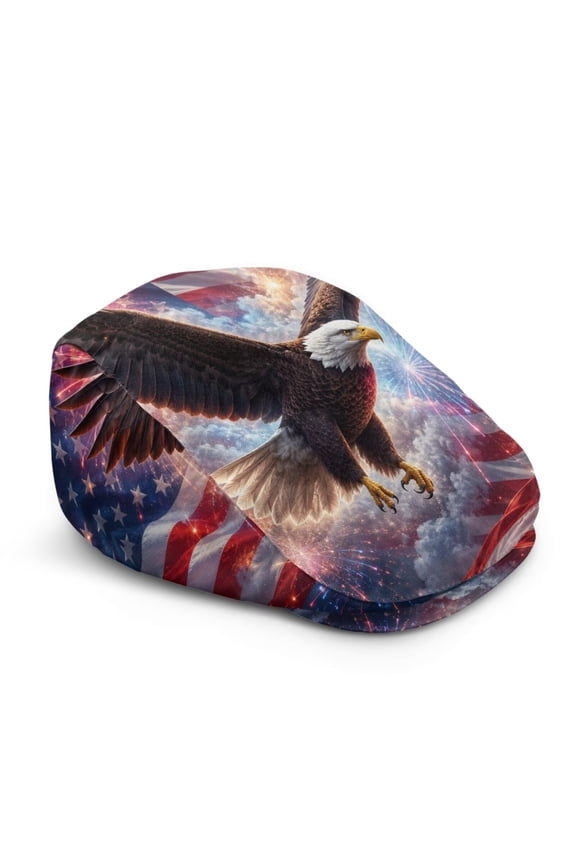 Eagle USA Flag Flat Cap for Men Patriotic Hat Lightweight Adjustable Hat for Commemorative Events