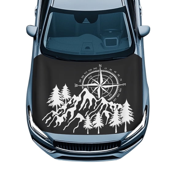 Chririnla Easy to Clean Car Hood Cover for Automotive Swimsuit Fabric 39.37x59.05 in Car Hood Cover Protector Mountain Pine