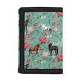 thumbnail image 1 of Chririnla Elastic Polyester Youth Wallet with Lightweight Slim Trifold Card Wallet for Outdoor Sports, Horse Floral Pattern Coin Case, 1 of 6