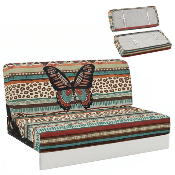Chririnla Ethnic Leopard Stripe Print RV Sofa Cover Stretch, Fit for Travel Camper, Loveseat Cover Fit for Sofa Bed