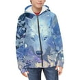 thumbnail image 1 of Chririnla FLower Wolf Blue Boys Casual Zip Up Jacket Hooded Long Sleeve with Pockets Lightweight Sporty Top Kids Size 8-10, 1 of 7