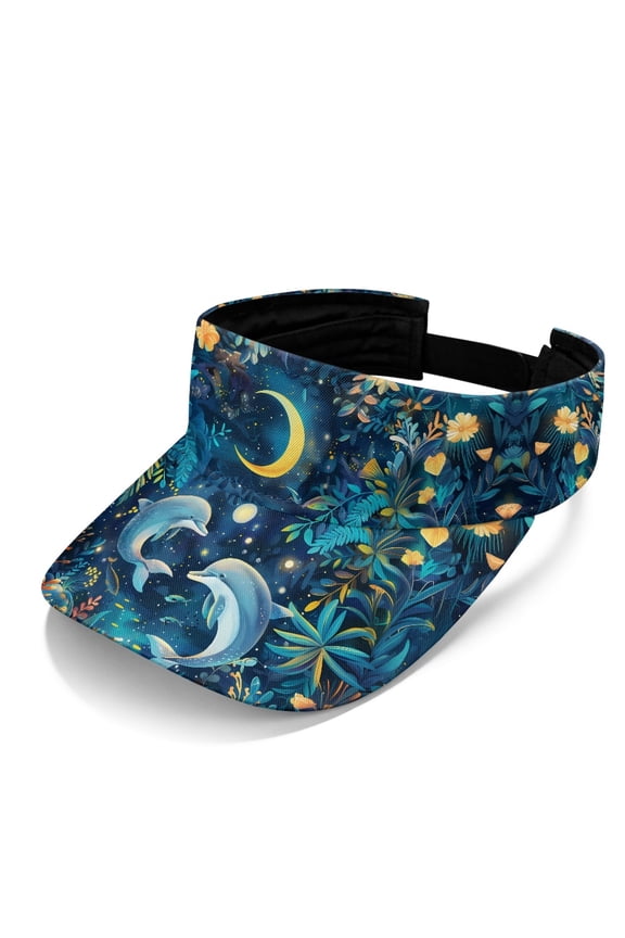 Fantasy Dolphin Print Breathable Visor Cap, Polyester Fabric Sun Protection Sun Visor Cap Comfortable Sun Visor Hat for Women