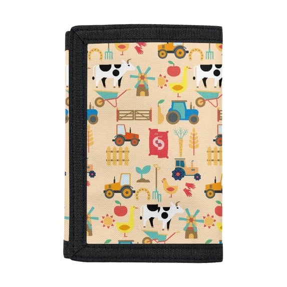 Chririnla Farm Animal Trifold Toddler Wallet, Elastic Polyester Compact Purse for Sports and Daily Outdoor Trips