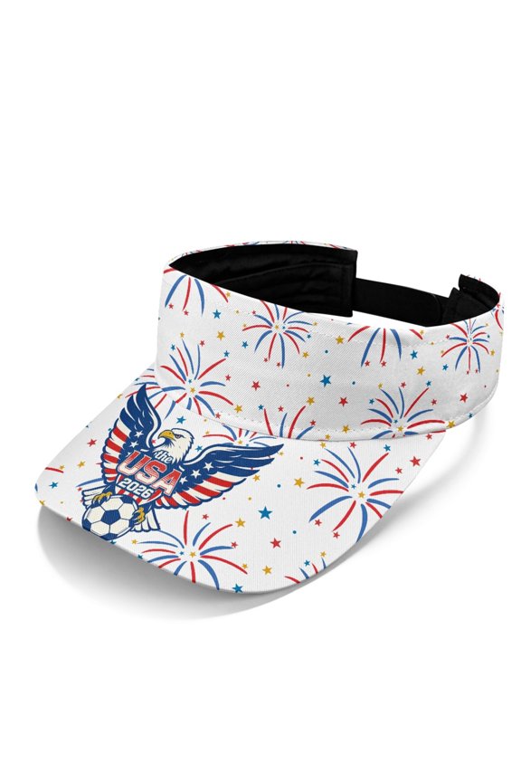 Firework Star Pattern Open Top Visor Hat for Sports Beach, Adjustable Strap UV Protected Sun Visor