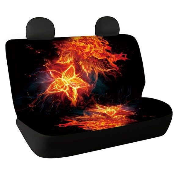 Chririnla Flame Flower Pattern Rear Bench Seat Covers for Men, Set of 2 Back Passenger Seat Cushions Reusable Comfortable Universal Bench Protectors